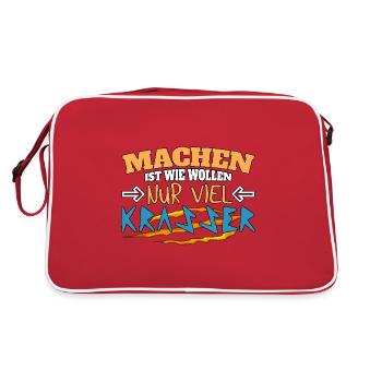 Machen ist wie wollen nur krasser - Retro Tasche - Rot/Weiß - Hinten