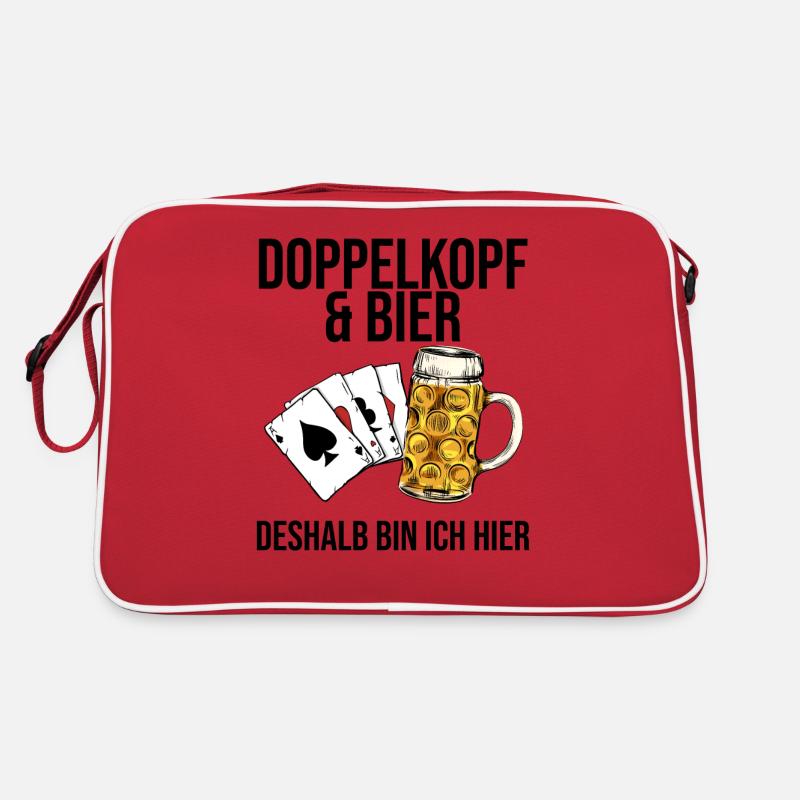 Doppelkopf und Bier deshalb bin ich hier Retro Tasche