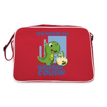 Ich werde großer Cousin Dino - Retro Tasche - Rot/Weiß - Hinten