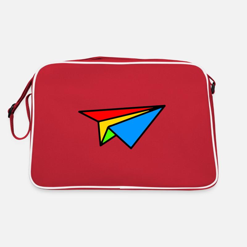Avion Origami en couleur - Sac Retro - rouge/blanc