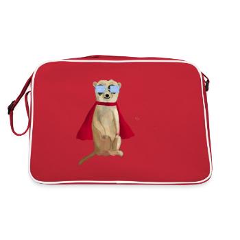Meerkat SuperHero Cool Boy hey fred superhero - Retro Bag - red/white - Back