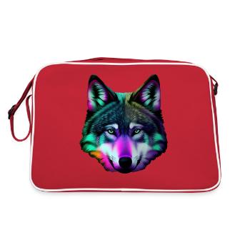 Bunter Wolf - Retro Tasche - Rot/Weiß - Hinten