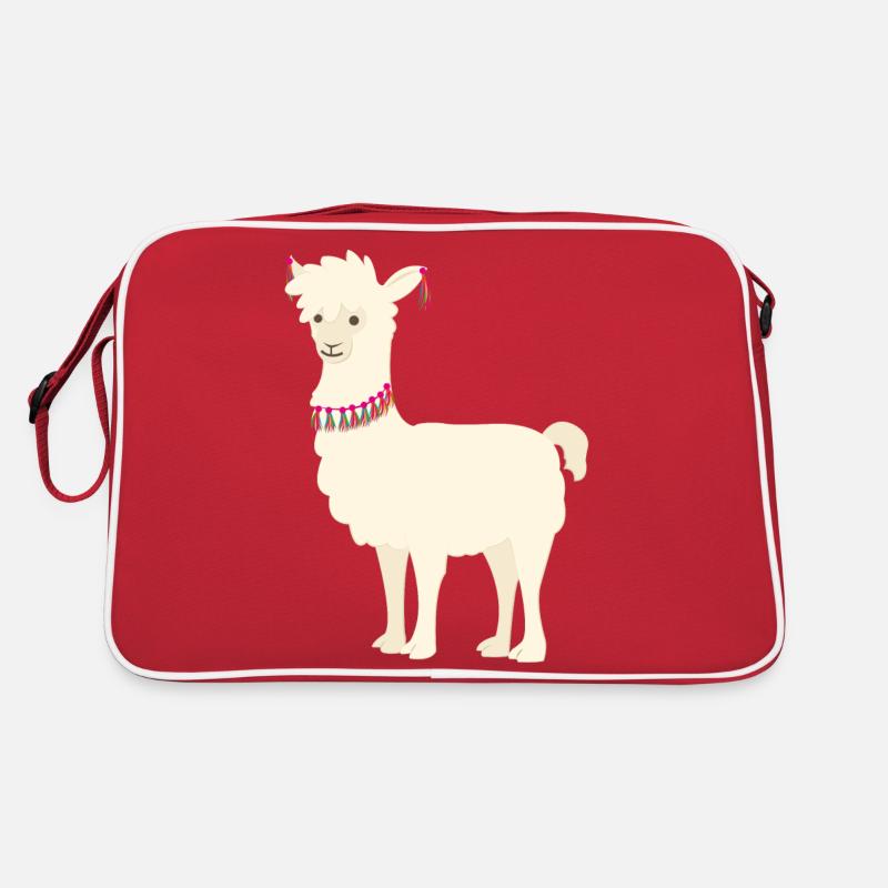 Lama - Retro Tasche - Rot/Weiß