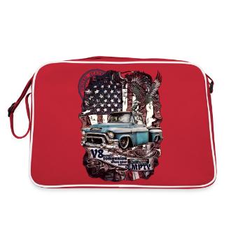 V8 moteur dans le compagnon de camion fidèle avec une rengaine cool - Sac Retro - rouge/blanc - Dos