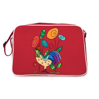Hahn - Retro Tasche - Rot/Weiß - Hinten