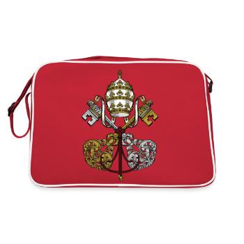 Wappen des Papstes Heiliger Stuhl - Retro Tasche - Rot/Weiß - Hinten