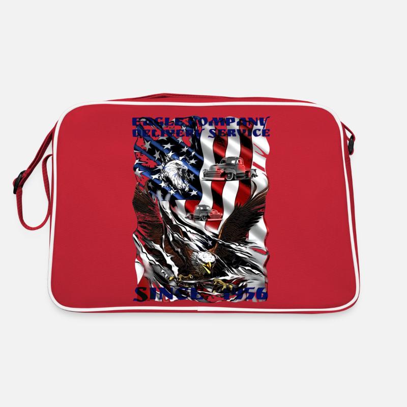 Lieferant Mitarbeiter mit einem V8 Truck Adler Retro Tasche
