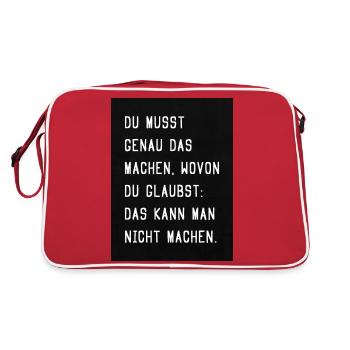 Du musst genau das machen, wo du glaubst, das... - Retro Tasche - Rot/Weiß - Hinten