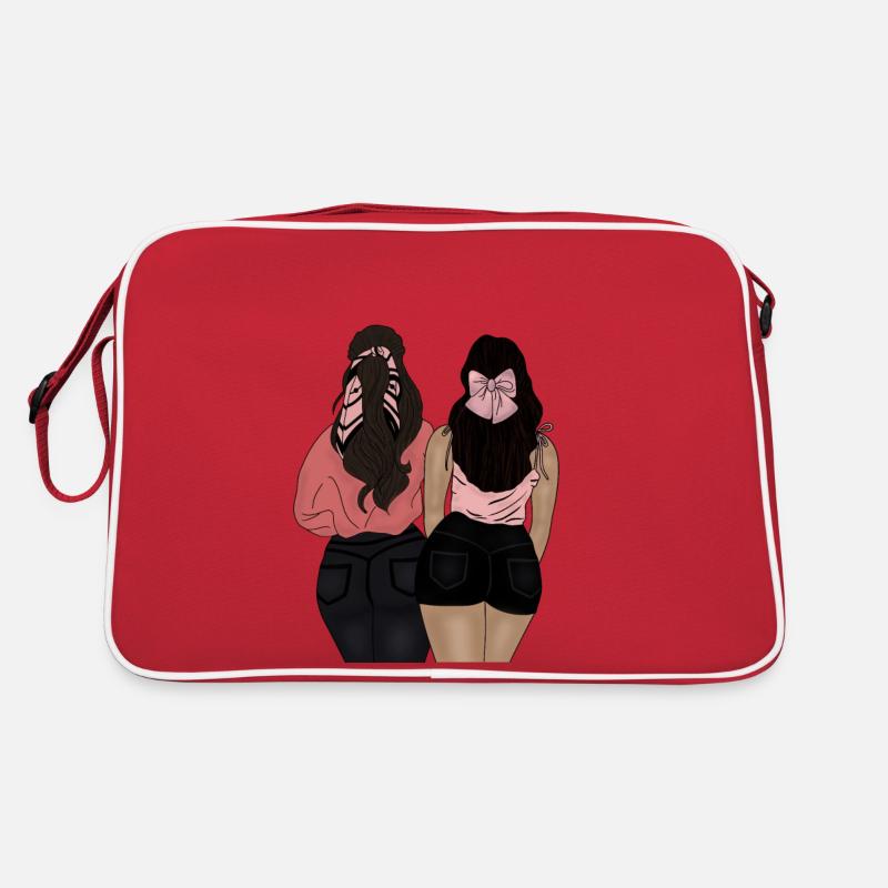 Beste Freundin - Retro Tasche - Rot/Weiß