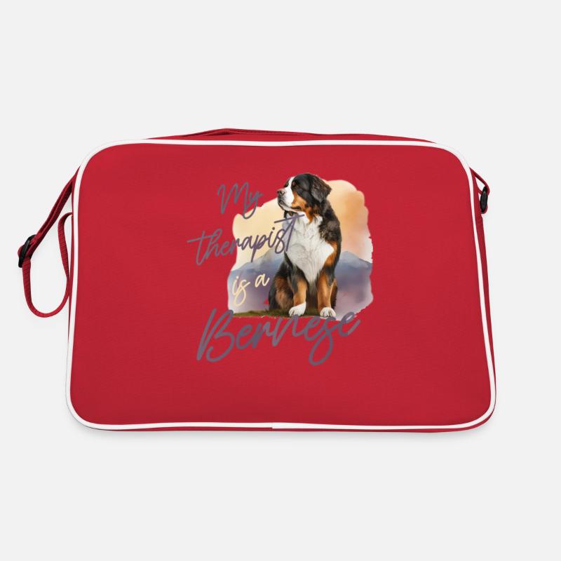 Berner Sennenhund - Retro Tasche - Rot/Weiß
