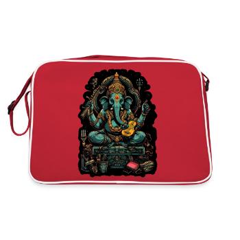 Neon - Ganesha - Elephant God - Instruments - pos - Retro Tasche - Rot/Weiß - Hinten