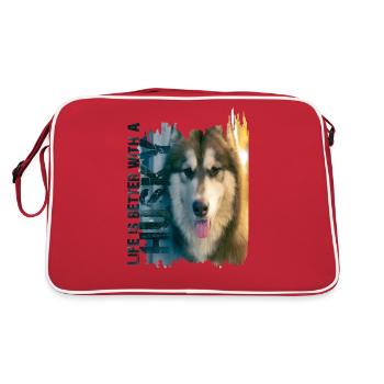 Siberian Husky - Retro Bag - red/white - Back