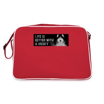 Siberian Husky - Retro Bag - red/white - Back