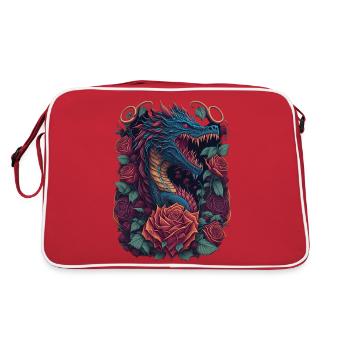 Dragon rouge avec dragon de roses rouges - Sac Retro - rouge/blanc - Dos