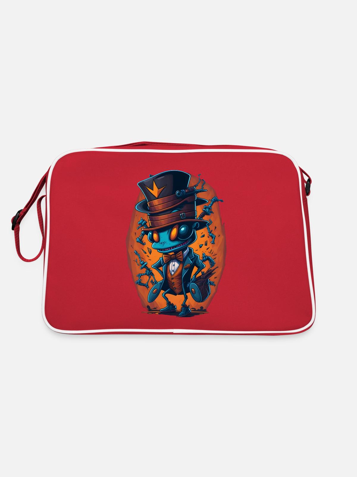 Ant with Hat Funny - Retro Bag - red/white - Back