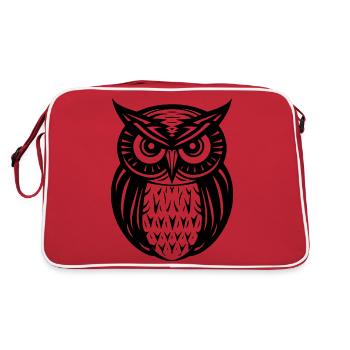 Owl Owl Bird Birds - Retro Bag - red/white - Back