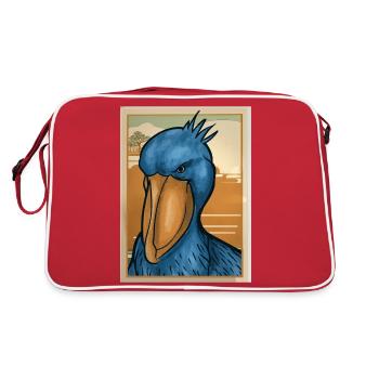 Shoebill Bird Ornithologist Forest I Gift - Retro Bag - red/white - Back