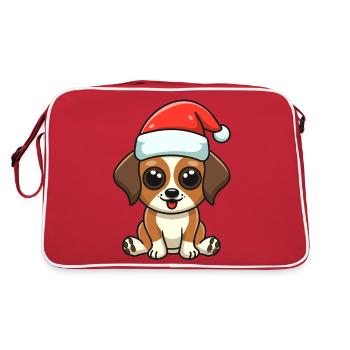 Doggy with Santa hat - Retro Bag - red/white - Back