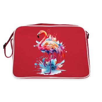 Flamant rose oiseau exotique Summer Splash rose rose - Sac Retro - rouge/blanc - Dos