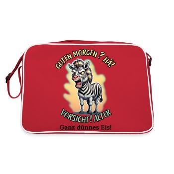 Good morning? Huh! Beware of old very thin ice - Retro Bag - red/white - Back
