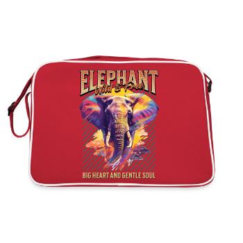 Éléphant Afrique Safari Nature Nature Nature Aquarelle Art - Sac Retro - rouge/blanc - Dos