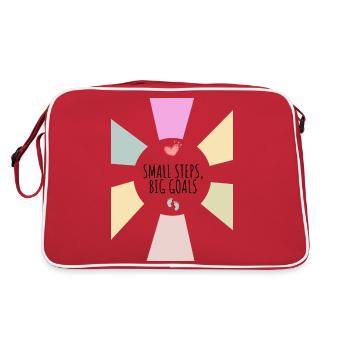 Kleine Schritte, große Ziele - Retro Tasche - Rot/Weiß - Hinten