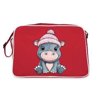 hippopotame mignon mignon bébé enfants animal dessin animé - Sac Retro - rouge/blanc - Dos