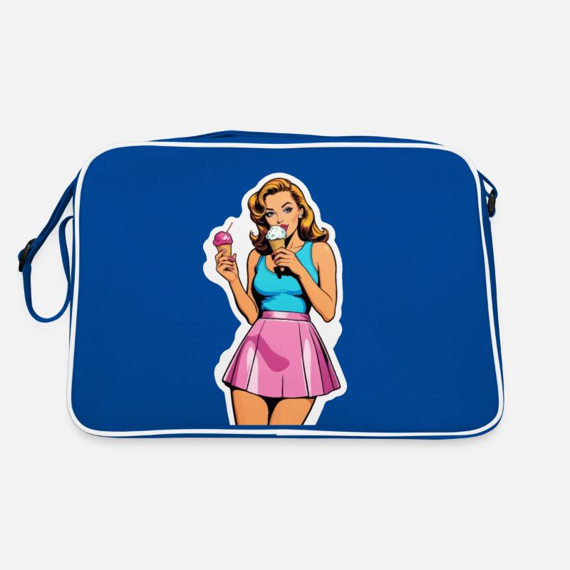 Fille rétro mangeant de la crème glacée Sac Retro