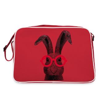 Regardez de près Lapin | Motif de lunettes amusantes - Sac Retro - rouge/blanc - Dos
