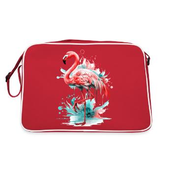 Flamingo Bird Exotic Summer Splash Pink Pink - Retro Bag - red/white - Back