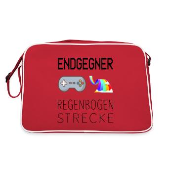 Endgegner Regenbogenstrecke Mario Kart Gaming - Retro Tasche - Rot/Weiß - Hinten