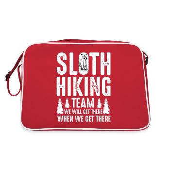 Faultier Wander Team Wandern Abenteuer Urlaub - Retro Tasche - Rot/Weiß - Hinten