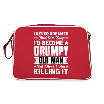 Grim old man Grandpa Griesgram Spiteful grandfather - Retro Bag - red/white - Back