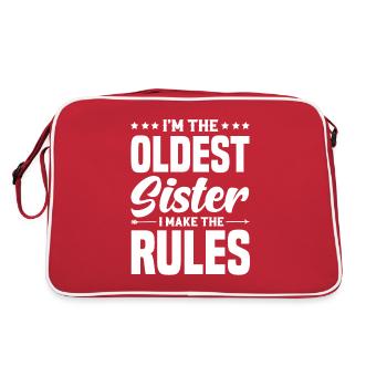 Je suis la sœur aînée je fais les règles - Sac Retro - rouge/blanc - Dos