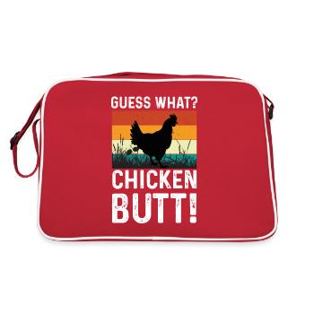 Chicken ass butt chicken coop hen - Retro Bag - red/white - Back