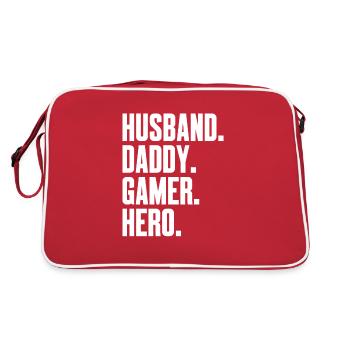 Husband Father Gamer Hero Video Player - Retro Bag - red/white - Back
