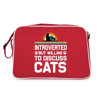 Tierliebhaber Introvertiert Katze Hund Haustier - Retro Tasche - Rot/Weiß - Hinten