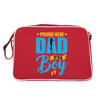 Stolzer Papa Es ist ein Junge - Vater - Retro Tasche - Rot/Weiß - Hinten