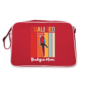 Budgie Mama Blue Parakeet Blue - Retro Bag - red/white - Back