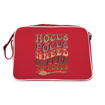 Hocus Pocus i need coffee to Focus Kaffee Spruch - Retro Tasche - Rot/Weiß - Hinten