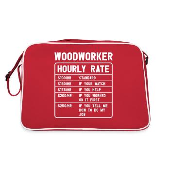 Holz Kettensäge Holzfäller Holzarbeiter Klettern - Retro Tasche - Rot/Weiß - Hinten