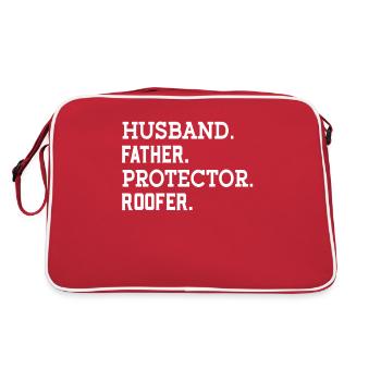 Papa Roofer Father Roofing Craft Roofing Roof - Retro Bag - red/white - Back