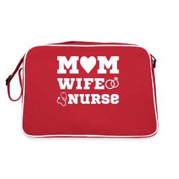 Ehefrau Mutter Krankenschwester Mom Medizin - Retro Tasche - Rot/Weiß - Hinten