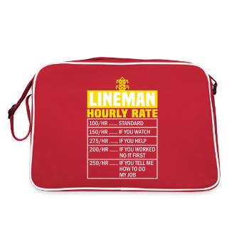 Leitungsmonteur Monteur Elektriker Freileitung - Retro Tasche - Rot/Weiß - Hinten