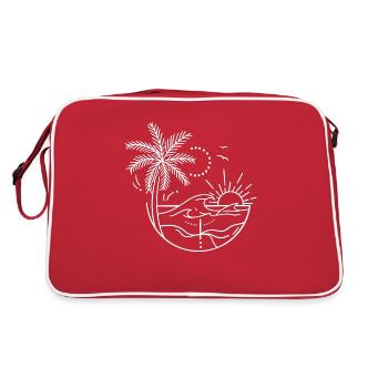 Plage de dessin numérique avec des palmiers - Sac Retro - rouge/blanc - Dos