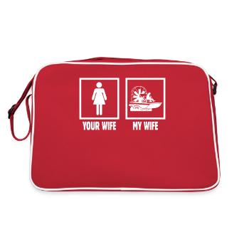 Sumpfboot Ehefrau Airboat Kapitän Sumpf Frau - Retro Tasche - Rot/Weiß - Hinten