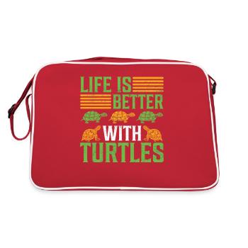 Turtle Shell Animal Funny Saying Zoo - Retro Bag - red/white - Back