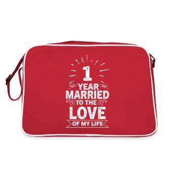 1 an marié drôle 1er anniversaire de mariage - Sac Retro - rouge/blanc - Dos