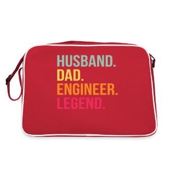 father husband engineer hero legend technician - Retro Bag - red/white - Back