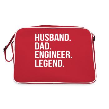 father husband engineer hero legend technician - Retro Bag - red/white - Back